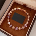 French Style Zircon Flower Faux Pearl Clasp Bangle, Light Luxury Daily Commuter Jewelry view 4
