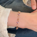 French Style Zircon Flower Faux Pearl Clasp Bangle, Light Luxury Daily Commuter Jewelry view 3