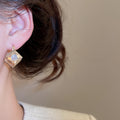 Rhinestone Rhombus Double Sided Alloy Clip-on Earrings For Women, Simple Geometric Light Luxury Style view 2