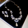 Light Luxury Alloy Teardrop Rhinestone Pendant Pearl Stud Earrings Necklace Jewelry Set view 4