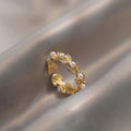 French Style Zircon Wheat Ear Faux Pearl Open Ring Elegant Light Luxury Geometric Jewelry view 2