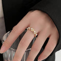 French Style Zircon Wheat Ear Faux Pearl Open Ring Elegant Light Luxury Geometric Jewelry view 1