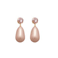 French Vintage Water Drop Faux Pearl Stud Earrings With Rhinestone Silver Needle Design view 5