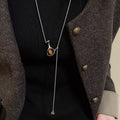 Korean Style Alloy Resin Vase Pendant Sweater Necklace Light Luxury Geometric Choker For Women view 1