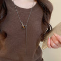 Korean Style Alloy Resin Vase Pendant Sweater Necklace Light Luxury Geometric Choker For Women view 3