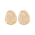 Gold Plated Copper Zircon Oval Hollow Geometric Stud Earrings For Casual Elegant Commute Style view 5