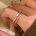 Copper Zircon Mother Of Pearl Heart Double Layer Open Ring For Women, Elegant Light Luxury Index Finger Jewelry view 3