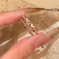 Copper Zircon Mother Of Pearl Heart Double Layer Open Ring For Women, Elegant Light Luxury Index Finger Jewelry view 4
