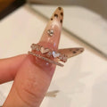 Copper Zircon Mother Of Pearl Heart Double Layer Open Ring For Women, Elegant Light Luxury Index Finger Jewelry view 2
