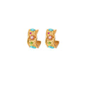 Vintage C-Shaped Pearl Stone Stud Earrings With Gold Plated Copper And Silver Posts view 5