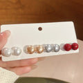 French Vintage Faux Pearl Round Stud Earrings Jewelry Set, Elegant Light Luxury Geometric Ear Jewelry view 3