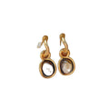 Gold Plated Oval Tiger Eye Stud Earrings With Silver Posts Maillard Style Light Luxury Jewelry view 5