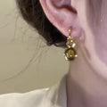 Gold Plated Oval Tiger Eye Stud Earrings With Silver Posts Maillard Style Light Luxury Jewelry view 2