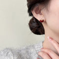 Gold Plated Copper Apple Zircon Stud Earrings With Silver Posts, Vintage Chinese Style view 2