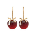 Chic Resin Apple Bow Dangle Earrings With Zircon Accents For Sweet Light Luxury Style view 5