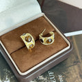 Vintage Luxury Gold Alloy Triangular Tiger Eye Stone Hoop Studs For Women Statement Huggie Earrings view 2