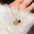 Light Luxury Copper Zircon Puppy Heart Pendant Clavicle Necklace For Women view 1