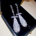 Light Luxury Copper Bow Teardrop Zircon Stud Drop Earrings For Women view 4