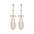 Light Luxury Copper Bow Teardrop Zircon Stud Drop Earrings For Women view 5