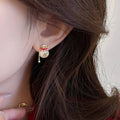 Copper Zirconia Lucky Bag Tassel Drop Earrings New Chinese Vintage New Year Style view 4