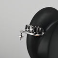Copper Zircon Starburst Clip-on Earrings For Women Hip Hop Geometric Round Ear Cuffs view 2