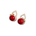 Resin Gourd Zircon Stud Earrings With Silver Needles, Vintage Chinese Style OL Daily Ear Jewelry view 5