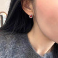 Gold Plated Copper Zircon Gourd Stud Earrings With Silver Posts Vintage Chinese Style Jewelry view 2