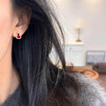 Gold Plated Copper Zircon Gourd Stud Earrings With Silver Posts Vintage Chinese Style Jewelry view 4
