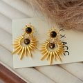Tiger Eye Zircon Round Star Stud Earrings, Maillard Vintage Geometric Silver Needle Jewelry view 3