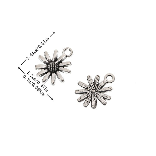 Antique Silver Zinc Alloy Flower Charm Pendant No.222827 for DIY Necklace Bracelet Jewelry Making