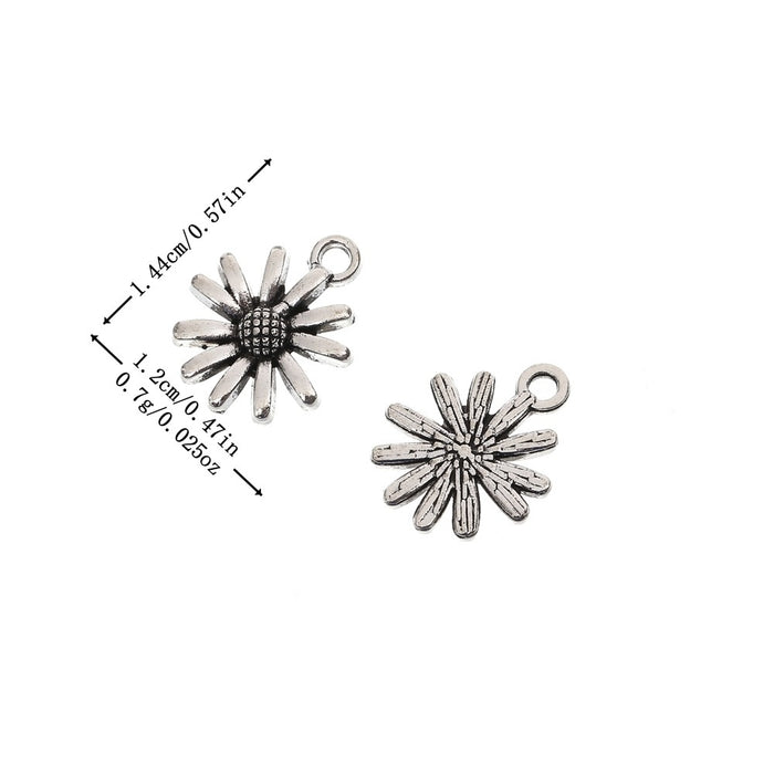 Antique Silver Zinc Alloy Flower Charm Pendant No.222827 for DIY Necklace Bracelet Jewelry Making