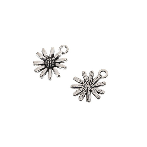 Antique Silver Zinc Alloy Flower Charm Pendant No.222827 for DIY Necklace Bracelet Jewelry Making