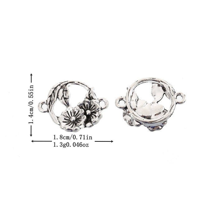 Antique Silver Zinc Alloy Double Flower Charm Pendant for DIY Necklace Bracelet Jewelry Making