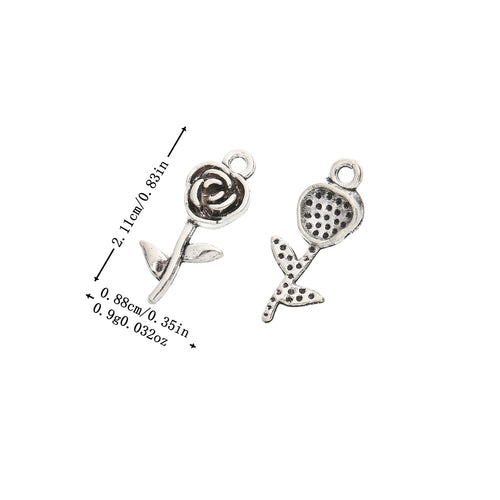Antique Silver Zinc Alloy Flower Charm Pendant No.110131 for DIY Necklace Bracelet Jewelry Making