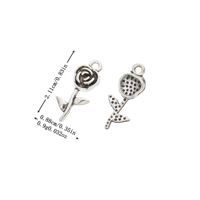 Antique Silver Zinc Alloy Flower Charm Pendant No.110131 for DIY Necklace Bracelet Jewelry Making