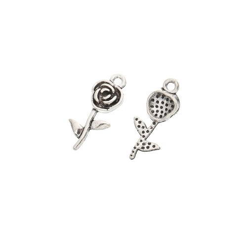 Antique Silver Zinc Alloy Flower Charm Pendant No.110131 for DIY Necklace Bracelet Jewelry Making