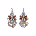 Ethnic Style Artificial Crystal Teardrop Tassel Drop Earrings With Silver Needle Studs view 5