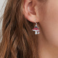 Korean Japanese Cute Elf Women's Drop Earrings, Painted Red Mushroom Sweet Cream Style Jewelry view 3