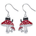 Korean Japanese Cute Elf Women's Drop Earrings, Painted Red Mushroom Sweet Cream Style Jewelry view 1