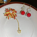 Light Luxury Alloy Rhinestone Enamel Firework Earrings Brooch Jewelry Set For Women view 3