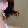 Light Luxury Alloy Rhinestone Enamel Firework Earrings Brooch Jewelry Set For Women view 4