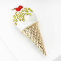 Alloy Enamel Pearl Ice Cream Brooch Pin For Collar Decoration view 3
