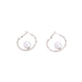 Luxury Silver Needle Irregular Hoop Faux Pearl Statement Stud Earrings view 5