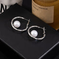Luxury Silver Needle Irregular Hoop Faux Pearl Statement Stud Earrings view 4