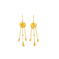 Vintage Chinese Fu Character Auspicious Cloud Gourd Tassel Gold Alloy Luxury Long Dangle Earrings view 5