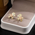 Elegant Vintage Gold Alloy Pony Horse With Pearl Flower Enamel Sweet Commuter Stud Earrings view 3