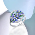 Fresh Lily Of The Valley Flower Ring For Women, 3D Painted Gradient Pastoral Style Jewelry view 2