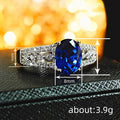Luxury Oval Faux Sapphire Ring For Women, European Geometric Multi Layer Statement Jewelry view 4