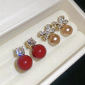 Silver Needle Zircon Bow Faux Pearl French Vintage Light Luxury Drop Earrings view 1