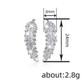 European American Fashion Feather Stud Earrings For Women Micro Paved Zircon Jewelry view 4
